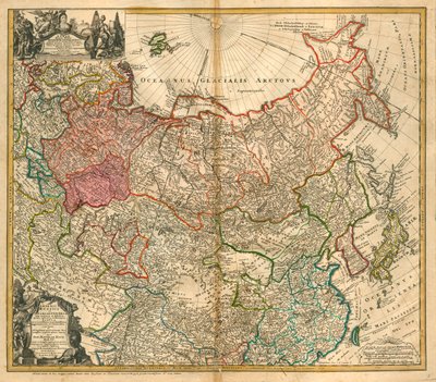 Mapa de Rusia De: Imperii Russici et Tartariae universae tam majoris et Asiaticae quam minoris et de Johann Baptista Homann
