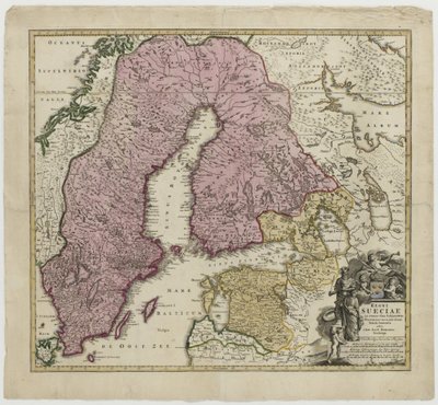 Regni Sueciae, ca 1730 de Johann Baptista Homann