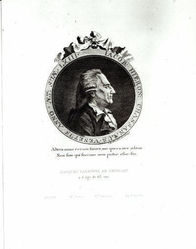 Retrato en medallón de Giacomo Casanova (1725-98) a los 63 años, 1788 de Johann Berka
