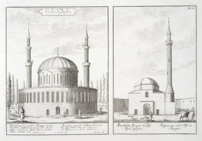 Vista de una mezquita en Bursa y una mezquita en Hungría, de 