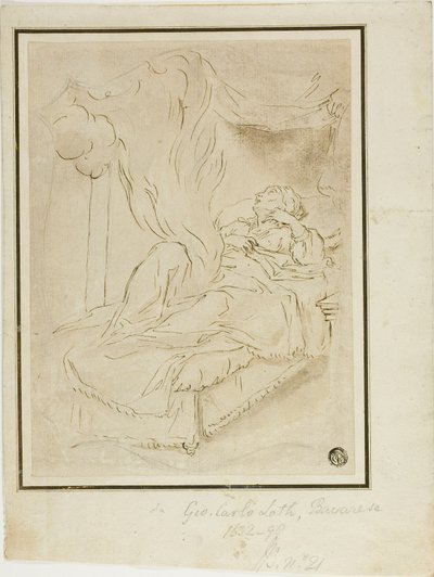 Dánae y la lluvia de oro de Johann Carl Loth