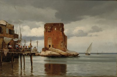 Ved tolboden i Beyroeth. Escena de un puerto con peaje, Beirut de Johann Carl Neumann