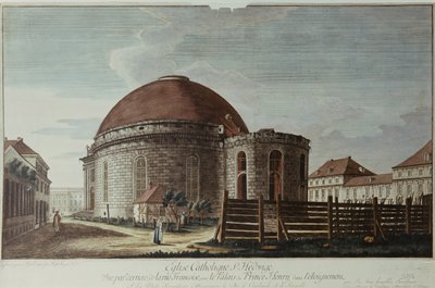 Catedral de Santa Eduvigis, Berlín (grabado coloreado a mano) de Johann Carl Wilhelm Rosenberg