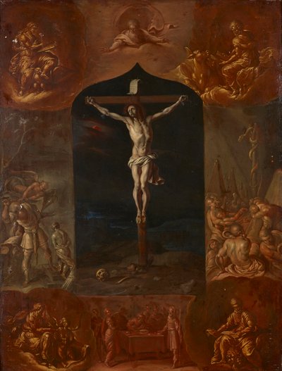 Jesús crucificado y siete escenas bíblicas de Johann Carl von Reslfeld