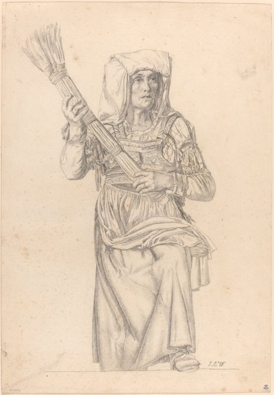 Campesina italiana con una escoba de Johann Caspar Weidenmann