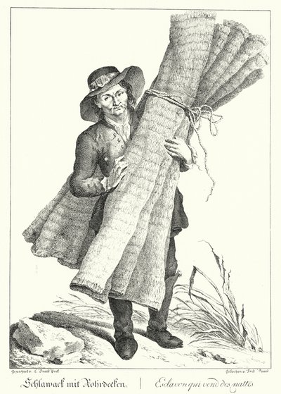 Vendedor de esteras (grabado) de Johann Christian (after) Brand