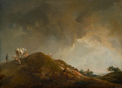 Paisaje montañoso con vacas y ovejas. de Johann Christian Brand