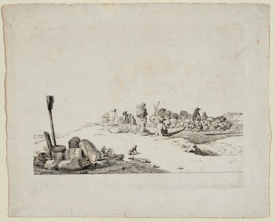 paisaje con gente del campo de Johann Christian Brand