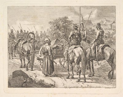 Cosacos escoltando el cassone del regimiento, 1815 de Johann Christian Erhard