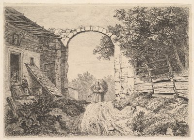 Niña con una carga de heno, fuera de Thorbogen, 1817 de Johann Christian Erhard