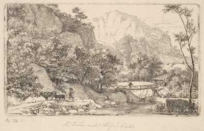 Campesino con vaca y ternero, en el Unterberg cerca de Berchtesgaden, 1818 de Johann Christian Erhard