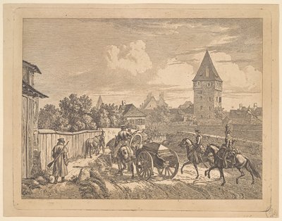 Lanceros rusos escoltando el cassonne del regimiento, 1816 de Johann Christian Erhard