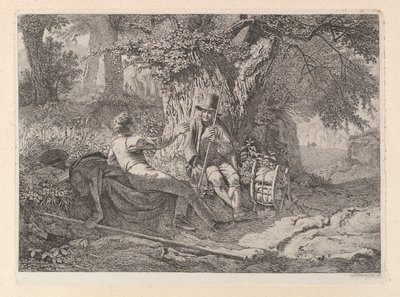 El artista, descansando con su guía, 1819 de Johann Christian Erhard
