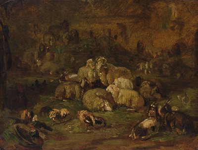 Ovejas, cabras y gallinas de Johann Christian Reinhardt