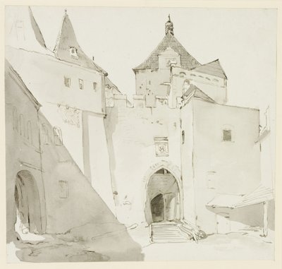 Antigua puerta de la ciudad y edificios adyacentes de Johann Christian Reinhart
