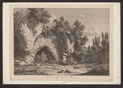 Vista del teatro en Albano (Pastor con ovejas entre ruinas) de Johann Christian Reinhart