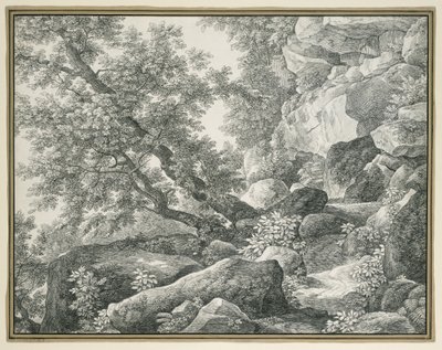 Paisaje rocoso con árboles de Johann Christian Reinhart