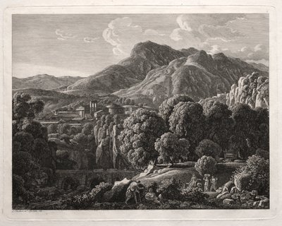 Paisaje heroico: paisaje con pueblo y río de Johann Christian Reinhart