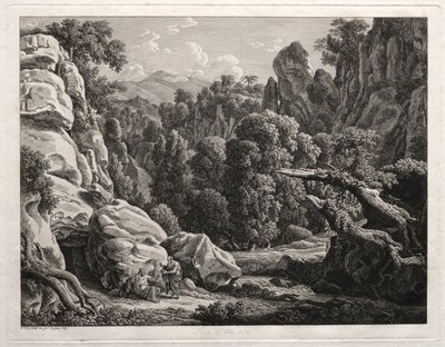 Paisaje heroico: Paisaje con la tentación de Cristo, 1799 de Johann Christian Reinhart