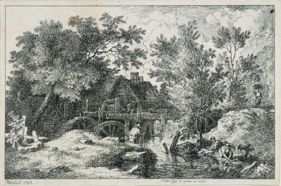 Paisaje con molino de agua (primer ensayo de grabado en cobre) de Johann Christian Reinhart