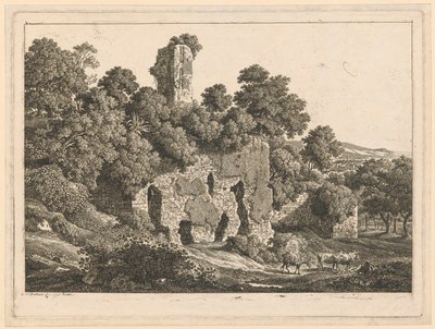 Paisaje - Ruinas de la villa de Ventidio Basso en Tívoli de Johann Christian Reinhart