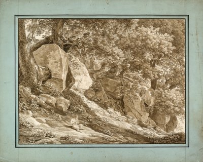 Paisaje rocoso con Pan tocando su flauta de Johann Christian Reinhart