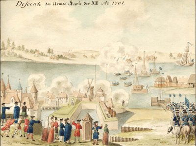 Carlos XII cruzando el Dvina 1701, 1770-1780s de Johann Christoph Brotze