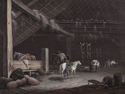 El caballo blanco: interior del granero de Johann Christoph Dietzsch