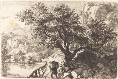 Campesino caminando junto a un río de Johann Christoph Erhard