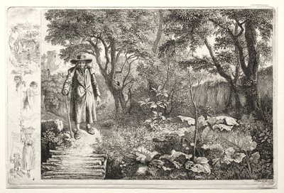 El anciano ante el puente de troncos Der Alte vor den Knuppelsteg, 1819 de Johann Christoph Erhard