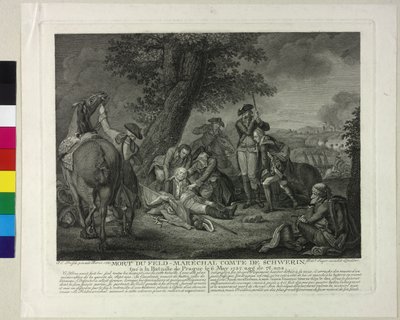 Muerte del margrave Kurt Christoph von Schwerin durante la batalla de Praga 1757 de Johann Christoph Frisch