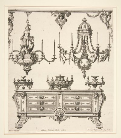 Hoja de Commodes et Lustres de Johann Christoph Hafner