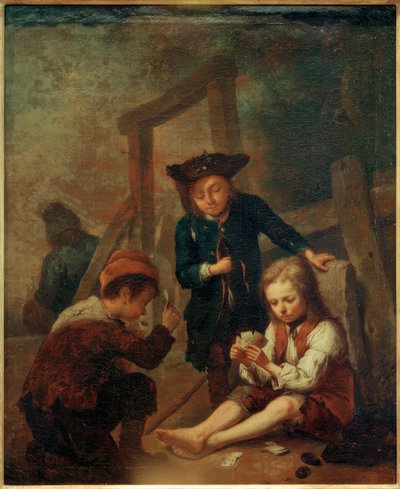 Niños jugando a las cartas de Johann Conrad Seekatz