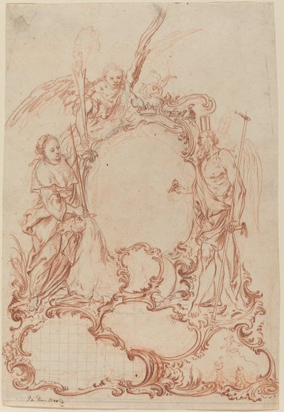 Cartucho Rococó con Figuras Alegóricas de Johann Daniel Herz the Elder
