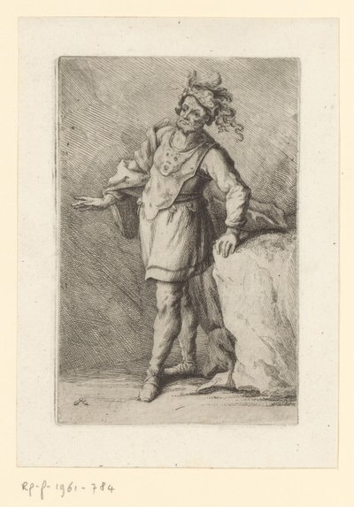 Guerrero de pie con boina de plumas
Soldados de la antigüedad clásica (título de la serie) de Johann Elias Ridinger