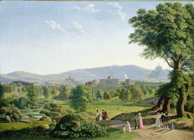 Castillo de Wilhelmshöhe con el bosque de Habichtswald de Johann Erdmann Hummel