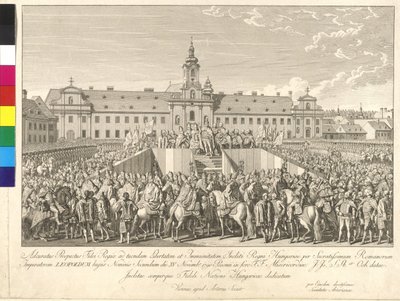 Coronación del emperador Leopoldo II al rey de Hungría en Bratislava el 15 de noviembre de 1790 de Johann Ernst Mansfeld