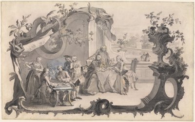 Una compañía elegante jugando juegos de mesa de Johann Esaias Nilson