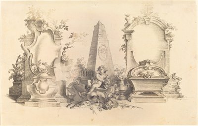 Cartucho moderno con emblemas de la muerte de Johann Esaias Nilson