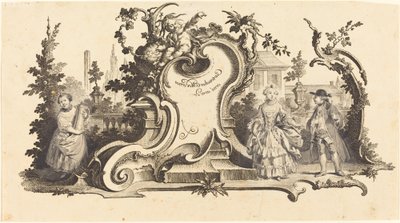 Cartouches Modernes ornados con diferentes figuras (Placa VI-1 del conjunto) de Johann Esaias Nilson