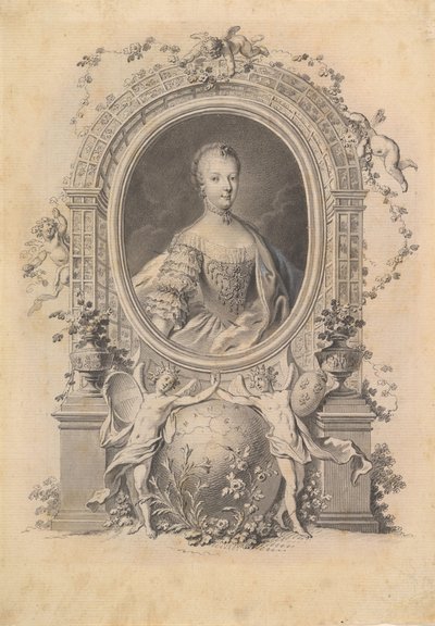 Retrato de la Reina María Antonieta en un marco ornamental de Johann Esaias Nilson