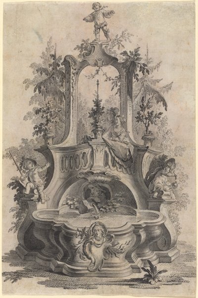Fuente rococó con amantes y los cuatro elementos de Johann Esaias Nilson