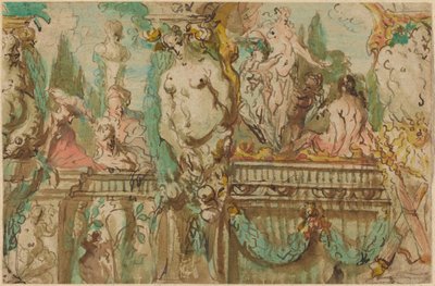 Diseño de Techo con Figuras Alegóricas de Johann Evangelist Holzer