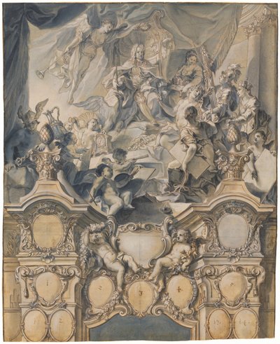 Las artes y poderes rinden homenaje al emperador Carlos VI de Johann Evangelist Holzer