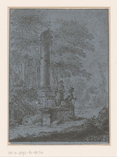 Paisaje con ruinas y dos figuras de Johann Friedrich Alexander Thiele