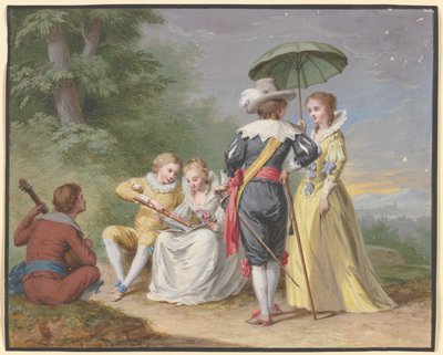 Grupo de músicos al borde del bosque de Johann Friedrich August Tischbein