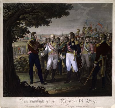 El encuentro entre los emperadores Francisco I de Austria, Alejandro I de Rusia y Federico Guillermo III de Johann Friedrich Jügel