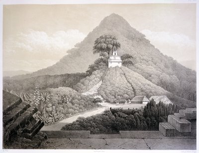 Vista pintoresca en el Templo de la Cruz, Palenque, lámina 20 de 