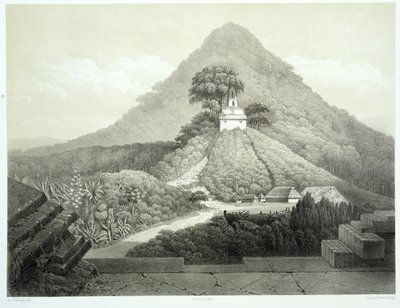Vista pintoresca en el Templo de la Cruz, Palenque, lámina 20 de 