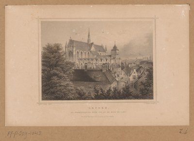 Vista de la Hooglandse Kerk en Leiden
Leyden, la Hooglandsche Kerk, vista desde el burgo (título en el objeto) de Johann Gabriel Friedrich Poppel